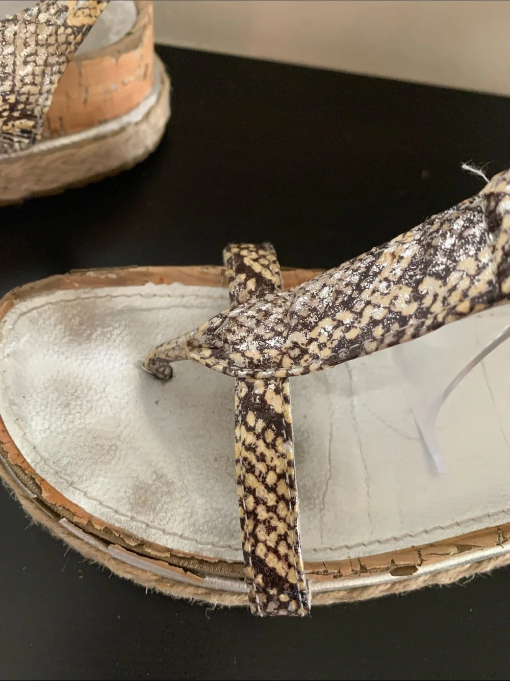Donald J. Pliner Brown Snake-Print Espadrille Platform Sandals